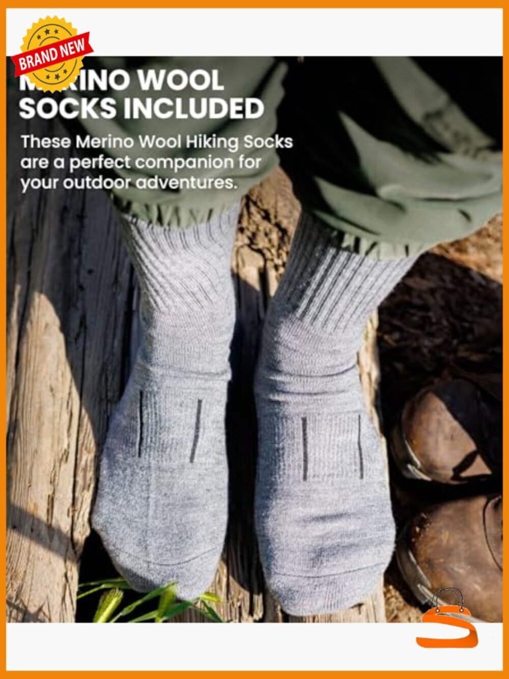 Merino Wool Base Layer Long Sleeve Thermal Shirt with Socks - Picture 6 of 7